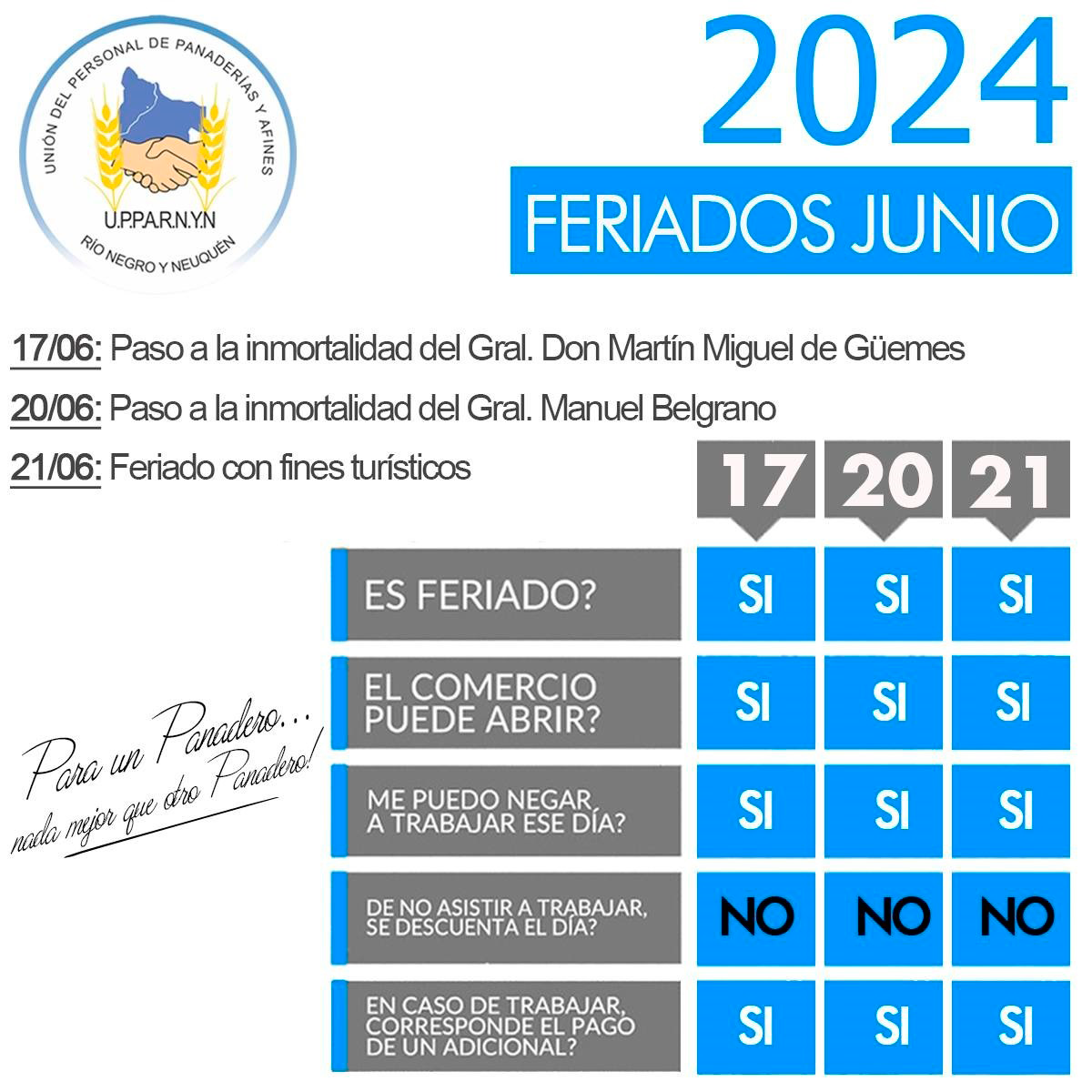 Feriados Junio 2024